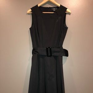 Belted, black dress
